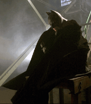 Photo: Batman Begins movie publicity photo. Christian Bale in Batman costume.