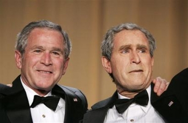 President Bush and Bush Impersonator Steve Bridges Photo