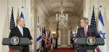 President George W. Bush and  Israeli Prime Minister Ehud Olmert Photo