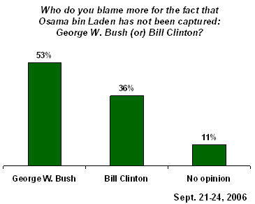 Gallup Poll: Blame for Not Capturing Bin Laden Gallup Poll: Blame for Not Capturing Bin Laden