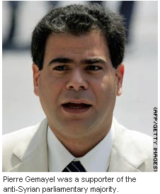 Photo Pierre Gemayel was a supporter of the anti-Syrian parliamentary majority. He was assassinated Tuesday. Photo Pierre Gemayel was a supporter of the anti-Syrian parliamentary majority. He was assassinated Tuesday.