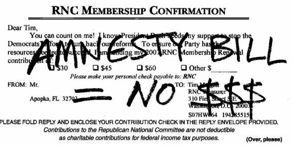Malkin Amnesty Bill = No $$$ Postcard