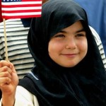 Iraqi Girl American Flag Photo