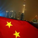 China Flag and Skyline