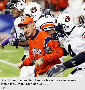 Are Tommy Tuberville's Tigers a team the nation wants to watch more than Oklahoma or USC?