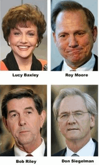 Photo: Candidates for Governor of Alabama in 2006 are shown these 2005 file photos. From top left are, Lt. Gov. Lucy Baxley, Roy Moore, bottom left is Gov. Bob Riley, and former governor Don Siegelman. (AP Photo/File)