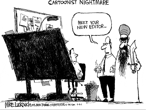Mike Luckovich Cartoonists Nightmare mullah as editor