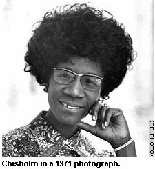 Photo: Former Representative Shirley Chisholm in a 1971 photograph.