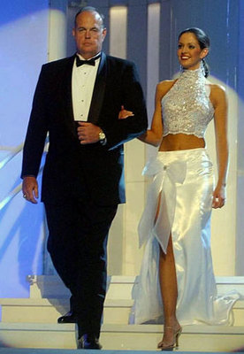 David Downs appears with his daughter, Miss Alabama Deidre Downs, during the 2004 Miss America Competition.