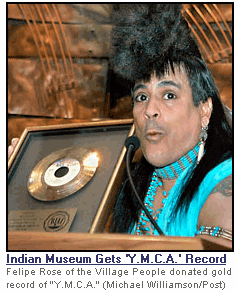 Photo: Felipe Rose of the Village People gave a gold record of 