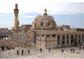Photo: The Askariya shrine, one of the holiest Shia sites in Iraq, was severely damaged by a large explosion in Samarra, 60 miles (95km) north of Baghdad (AP/Hameed Rasheed)