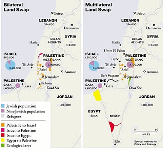 Maps of possible Israel Palestine land swaps