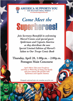 Photo: Invitation to Pentagon unveiling of Maravel comic for troops.