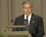 President George W. Bush, eulogizing former President Ronald W. Reagan, courtesy Voice of America
