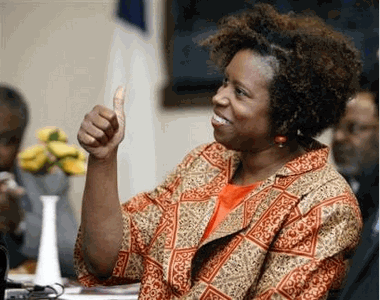 Rep. Cynthia McKinney, D-Ga., gives a thumb-up during a news conference in Atlanta, in this Monday, April 3, 2006 file photo. When she returned to Congress in 2004, McKinney's friends and foes said they saw a quieter, more amiable version of the lawmaker who once suggested the Bush White House had prior knowledge of the Sept. 11 attacks. But as she aggressively defends her scuffle with a Capitol police officer, they say the makeover didn't last long. (AP Photo/W.A. Harewood)