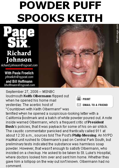 NY Post Page 6 Keith Olberman Photo
