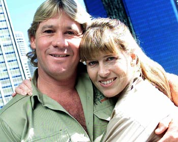 Steve and Terri Irwin Tragedy ... Steve Irwin - pictured here with his wife Terri - has died aged 44 in a horrific accident involving a stingray while filming an underwater documentary in Queensland / News Limited newspapers