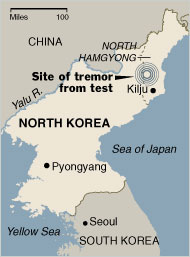 North Korea Nuclear Test Map