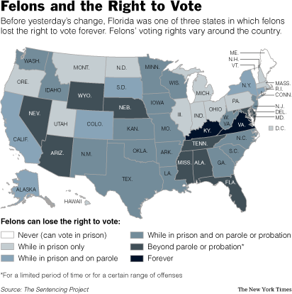 Felon Voter Rights Map
