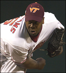 Washington Nationals Wear Virginia Tech Baseball Caps Photo Jerome Williams sports a Virginia Tech cap along with his teammates Tuesday but falls to 0-3 after allowing four runs and seven hits in five innings.