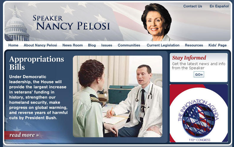 Nancy Pelosi Website Canadian Soldier Screencap