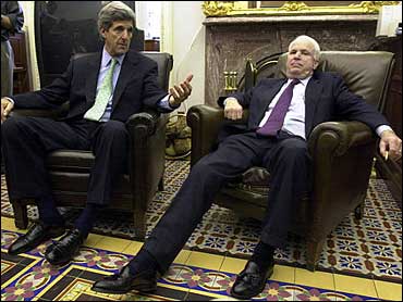 McCain the Kerry of 2008? Sen. John Kerry, D-Mass., left, and Sen. John McCain, R-Ariz., on Capitol Hill in March 13, 2002, file photo. (AP)