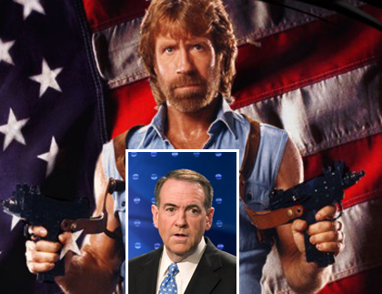 Huckabee Second in AP Poll Mike Huckabee with Chuck Norris Photo
