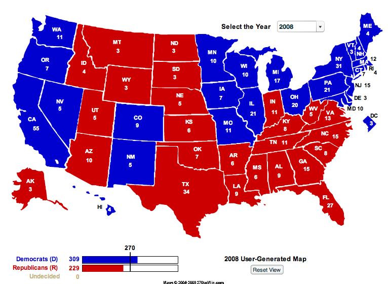 2008 Electoral College Maps Obama Best Case - VodkaPundit
