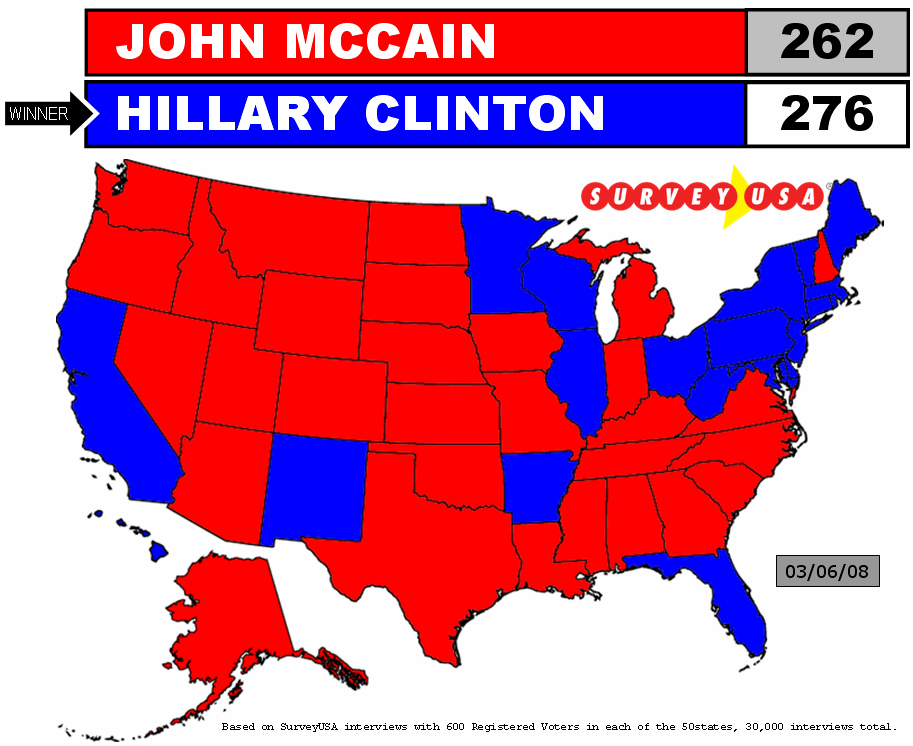 2008 Electoral Vote Maps - Clinton McCain