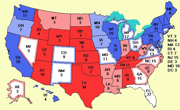 Electoral Map Obama 317 McCain 194 (21 June 2008)