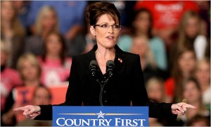 Gov. Sarah Palin, campaigning Thursday in Cape Girardeau, Mo., as poll numbers flagged.  (Whitney Curtis/Getty Images)
