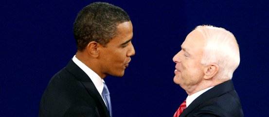Barack Obama and John McCain Townhall Debate Photo Courtesy YahooNews