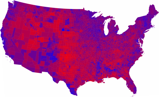 2008 Election County-By-County Map 'Purple America'