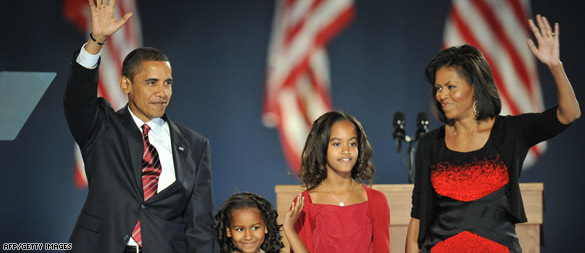Barack Obama victory speech family photo. (AFP/Getty Images)