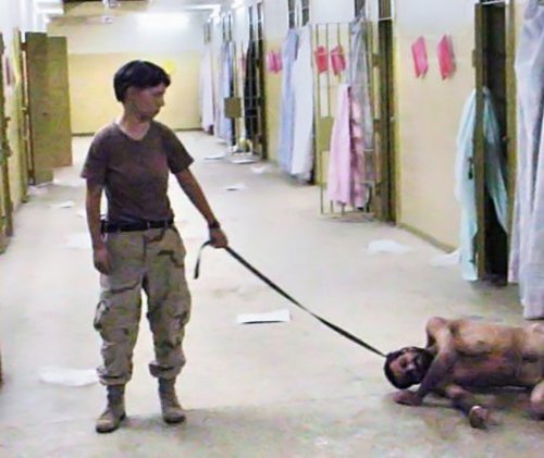 Lyndie England at Abu Ghraib