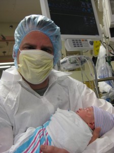 Katie Joyner with Dad, Minutes After Delivery