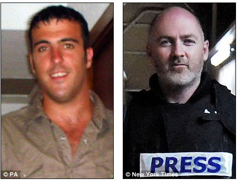 Corporal John Harrison (left) was killed in the SAS-led operation to rescue British journalist Stephen Farrell (right), which was launched after officials received intelligence that he was about to be moved into Pakistan's tribal areas