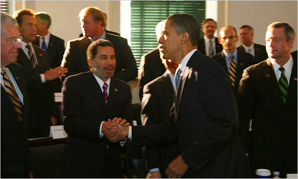 President Obama shook Gov. David A. Paterson's hand in December 2008 at an event with the National Governors Association in Philadelphia. Jim Wilson/The New York Times 