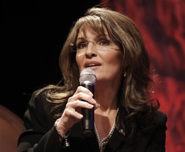 Former vice presidential candidate Sarah Palin addresses attendees at the National Tea Party Convention in Nashville, Saturday, Feb. 6, 2010.