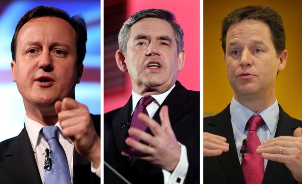 UK Election 2010:  Cameron, Brown, and Clegg